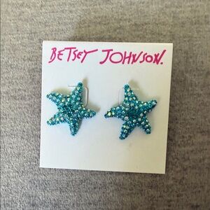 ⭐ Betsey Johnson Blue Crystal Starfish Stud Earrings – NWT